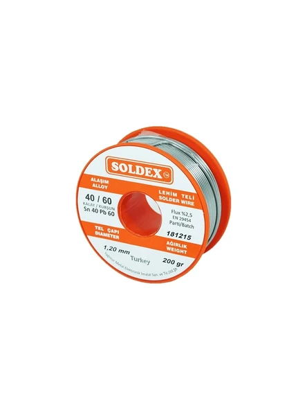 Soldex 40-60 Lehim Teli 200 gr 1.2 Mm- Sn:40 / Pb:60 ürün görseli 1