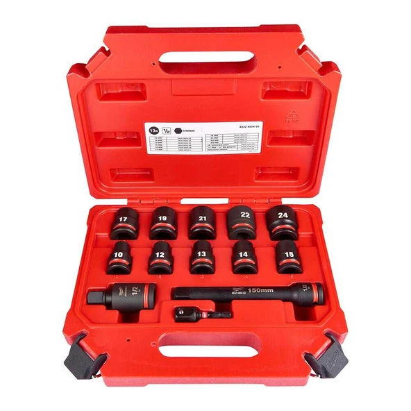 Milwaukee 13 Parça Shockwave 1/2" Darbeli Lokma Seti - 4932480456 ürün görseli 1