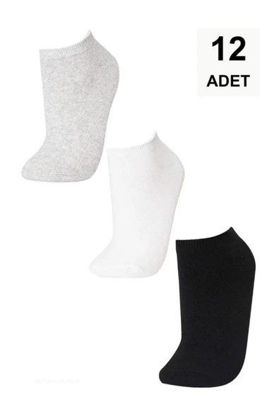 2 Adet Düz Kadın Patik Çorap - Karışık 3-RENK ürün görseli 1