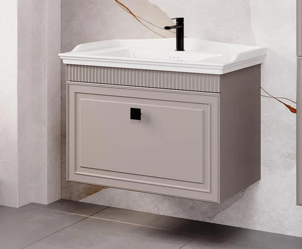 Denko Hana 80 cm (Bej) Banyo Dolabı (Alt Modül Lavabo) ürün görseli 1