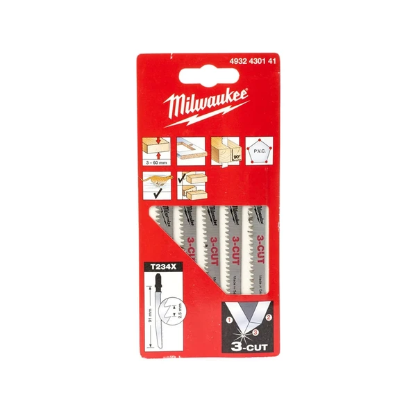 Milwaukee Ahşap Dekupaj Bıçağı T234X 91 mm 5'li- 4932430141 ürün görseli 1