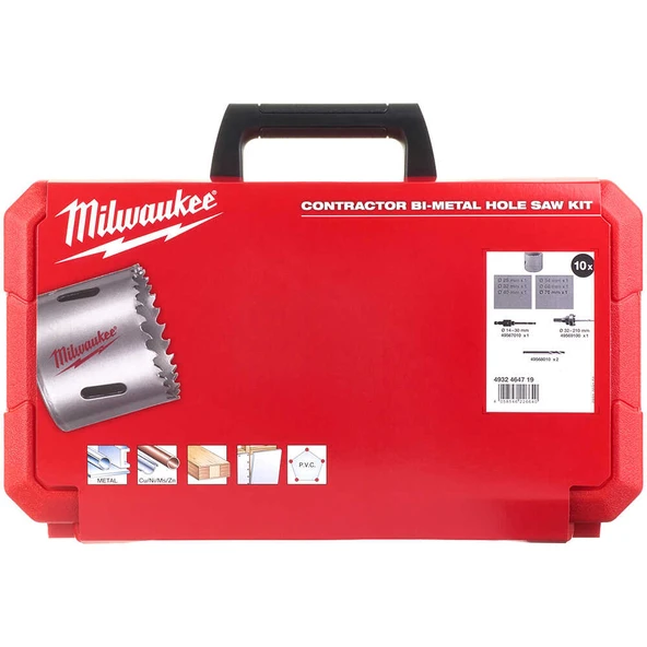 Milwaukee Panç BI-Metal Set Contractor Seri 10PC- 4932464719 ürün görseli 1