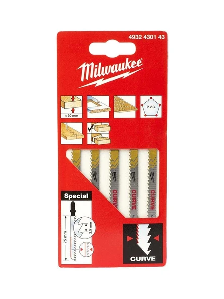 Milwaukee Ahşap Dekupaj Bıçağı Special 75 mm Çift Diş Kavisli- 4932430143 ürün görseli 1