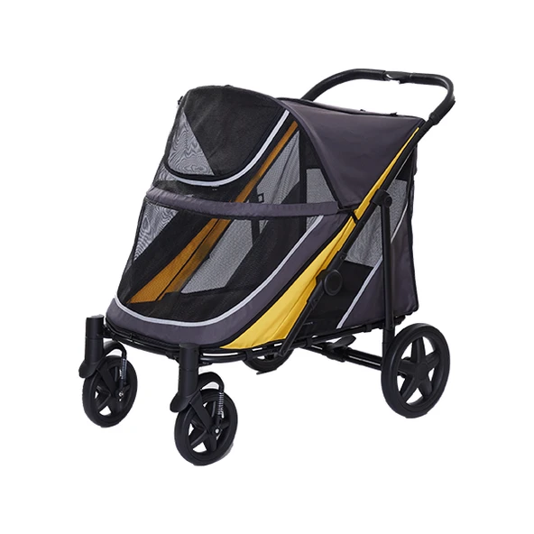 EuroDog Katlanabilir Köpek Arabası Gri Sarı 112x65x100 Cm ürün görseli 1