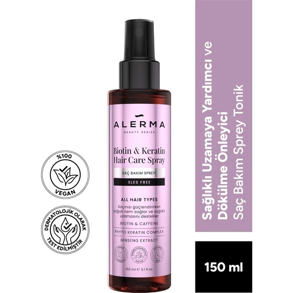 Alerma Durulanmayan Saç Bakım Spreyi 150 ml Vegan Biotin Keratin İçerikli Dökülme Karşıtı Günlük Kullanım ürün görseli 1