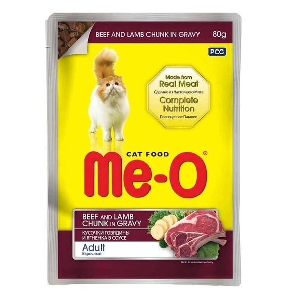 Me-o Pouch Gravy Sığır Ve Kuzu Etli Yetişkin Kedi Konservesi 80 Gr X 12 Adet ürün görseli 1
