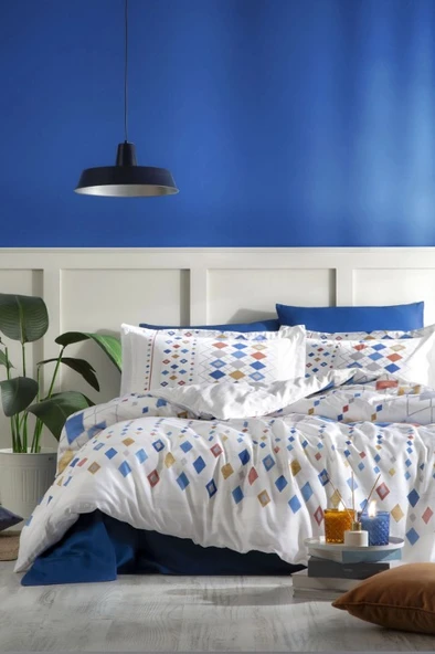 Özdilek Silices Mavi Color Çift Kişilik %100 Pamuk Nevresim Takımı ürün görseli 1