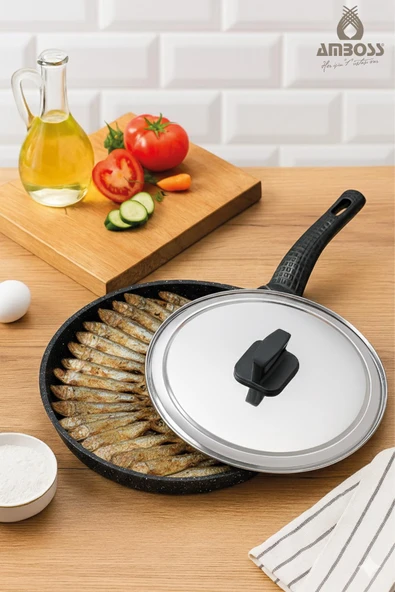 Döküm Granit Kapaklı Balık Tavası 34 cm ürün görseli 1