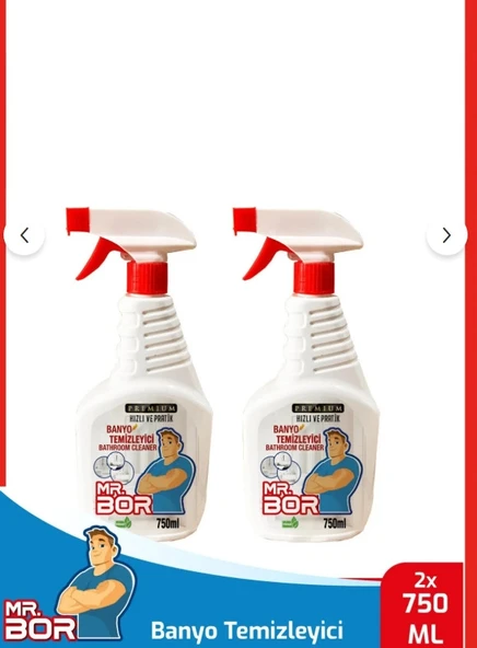 MR.BOR PREMİUM BANYO DERZ VE DUŞAKABİN TEMİZLEYİCİ 750 ML.X 2 ADET ürün görseli 1