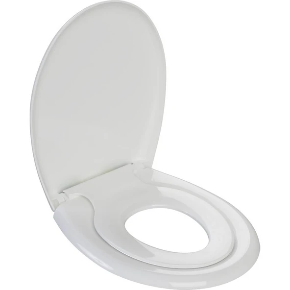 Visam Leylak Çocuklar için Yavaş Kapanan Klozet Kapağı - Standart Boyut, Termoplast, Beyaz, Modern Tasarım ürün görseli 1