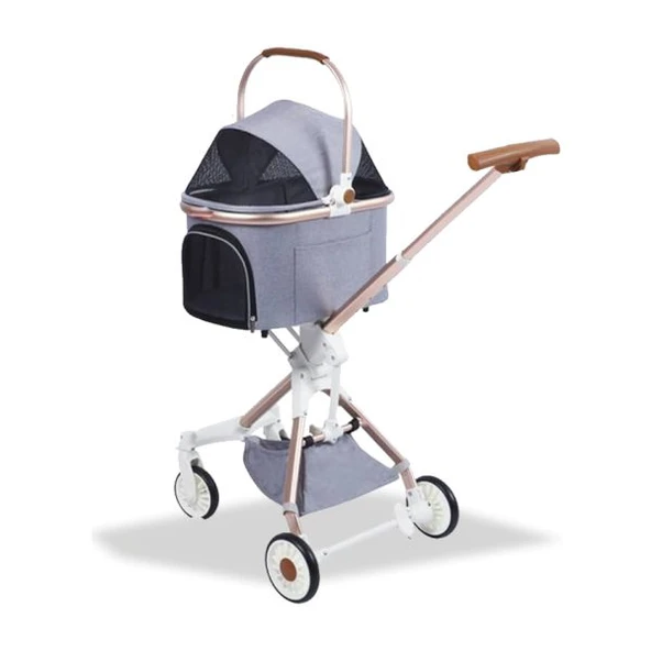 EuroDog Katlanabilir Köpek Arabası Gri 83x48,5x110 cm ürün görseli 1