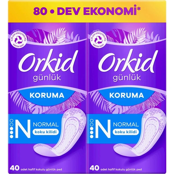 Orkid Günlük Ped Normal 80 Adet Ekonomi Paketi Gece Kullanımına Uygun Nefes Alabilen Yüzey ürün görseli 1