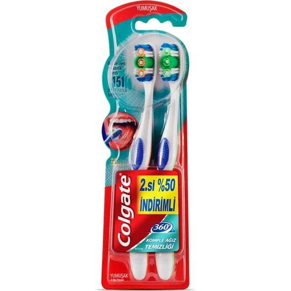 Colgate 360 Komple Ağız Temizliği Yumuşak Diş Fırçası 1+1 ürün görseli 1