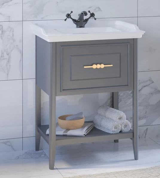 Denko Öykü 65 cm (Antrasit) Banyo Dolabı (Alt Modül Lavabo) ürün görseli 1