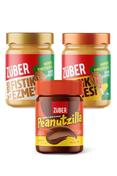 Züber Peanutzilla x1+ Original Fıstık Ezmesi x1 + %100 Fıstık Ezmesi x1 ürün görseli 1