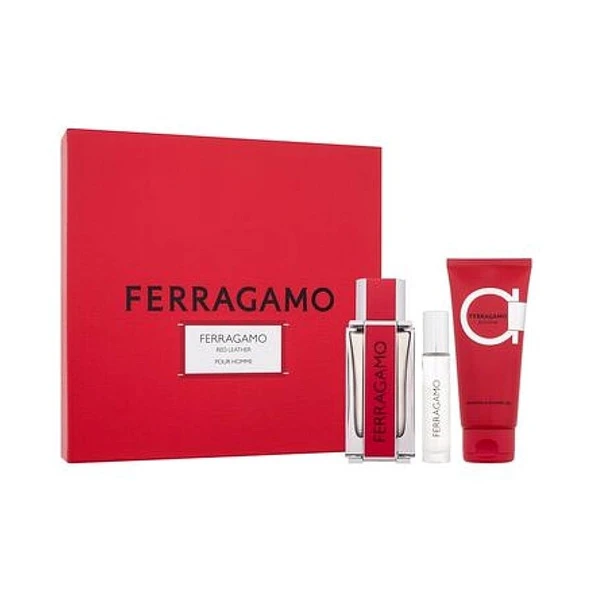 Salvatore Ferragamo Red Leather Edp 100 Ml Set.Erkek ürün görseli 1