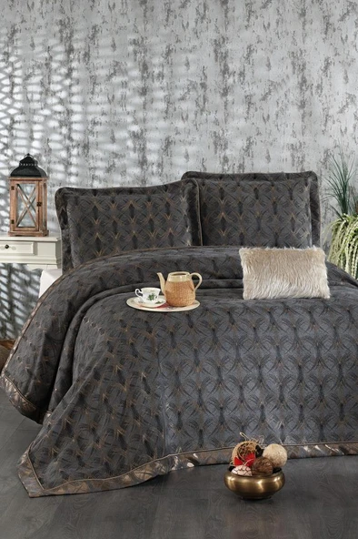 Podyum Şönil Çift Kişilik Yatak Örtüsü 260x260 cm Antrasit ürün görseli 1