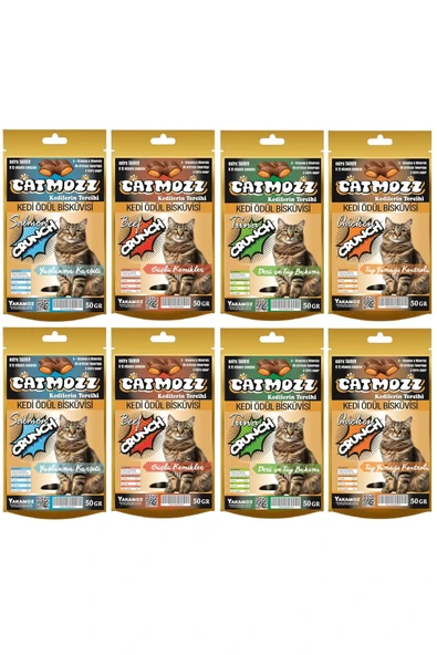 CatMozz Crunch Dışı Çıtır İçi Yumuşak Kedi Ödül Bisküvisi Karışık 8 Adet X 50 Gr ürün görseli 1