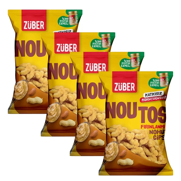 Züber Noutos Nohut Cipsi 55 gr Fıstık Ezmeli x 4 Adet ürün görseli 1