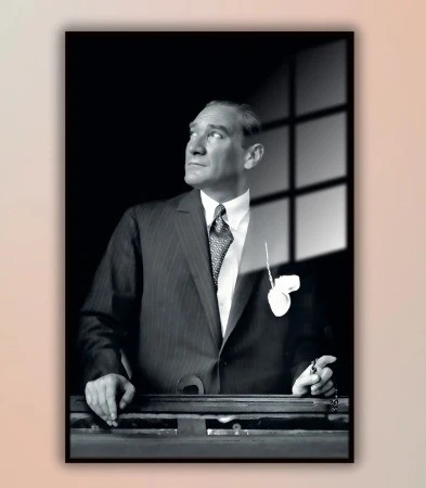 Atatürk Özel Tasarım Alp Cam Tablo - Ev Ofis Oda Dekoru ürün görseli 1