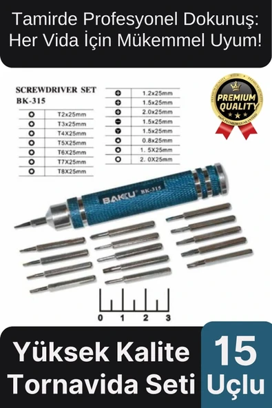 Profesyonel Seri Dayanıklı Yüksek Kalite Ergonomik Hassas Tamir Taşınabilir 15 Uçlu Tornavida Seti ürün görseli 1