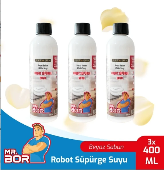 MR.BOR Akıllı Robot Süpürge Suyu 400 Ml.white Soap Beyaz Sabun X 3 Adet ürün görseli 1