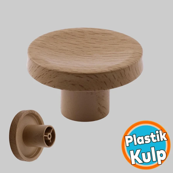Plastik Düğme Kulp Kubik Doğal Meşe Renk Mobilya Dolap Çekmece Kulpu Kulbu Tek Vidalı Bohem İç Bükey ürün görseli 1
