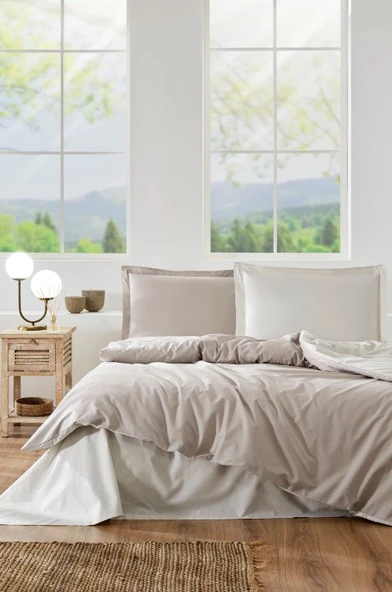 Özdilek Colourist Kumbeji Vanilya Çift Kişilik %100 Pamuk Nevresim Takımı ürün görseli 1
