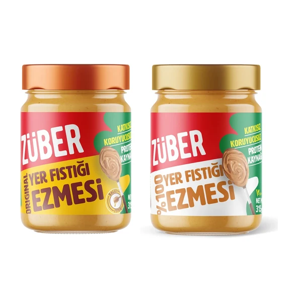 Züber Original Fıstık Ezmesi 315 Gr + %100 Fıstık Ezmesi 315 gr 2 li ürün görseli 1