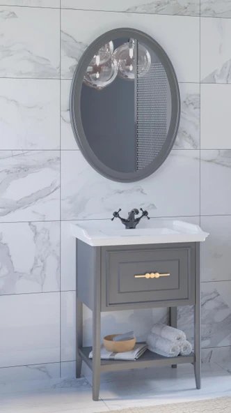 Denko Öykü 65 cm (Antrasit) Banyo Dolabı Takımı ürün görseli 1