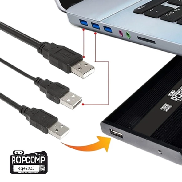Ropcomp Harici HDD Power Data Kablosu USB Y ürün görseli 1