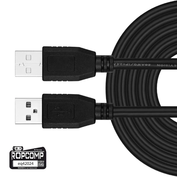 Ropcomp USB Uzatma Kablosu İki Ucu Erkek 100cm ürün görseli 1