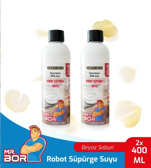 MR.BOR Akıllı Robot Süpürge Suyu 400 Ml. White Soap Beyaz Sabun X 2 Adet ürün görseli 1