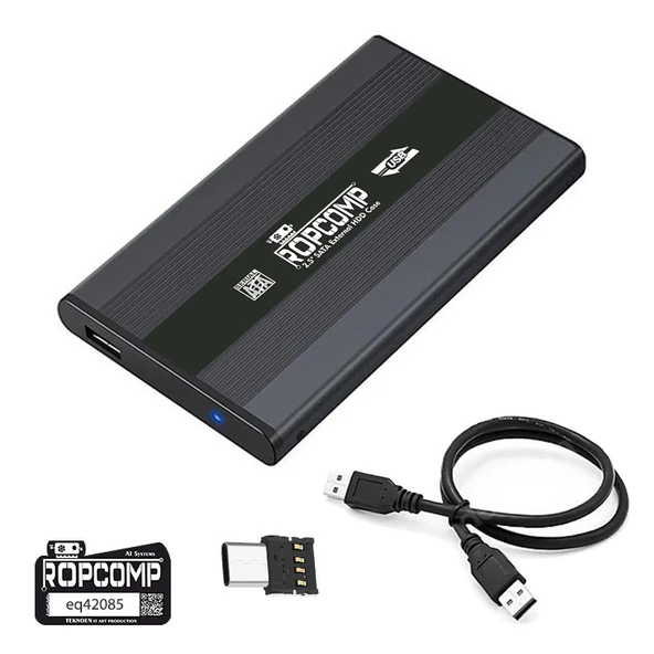 Ropcomp 2.5" USB 2.0 Sata Harici HDD Kutusu Type-C Dönüştürücülü ürün görseli 1