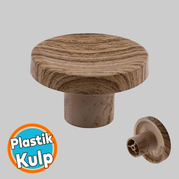 Bohem  Tek Vidalı İç Bükey Plastik Düğme Kulp Kubik Kayın Bej Renk Mobilya Dolap Çekmece Kulpu Kulbu ürün görseli 1