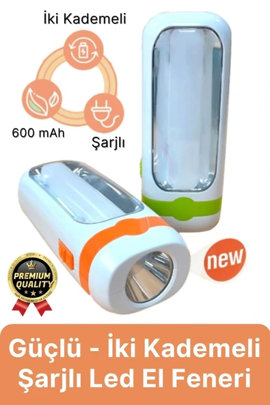 Özel Üretim Dayanıklı Güçlü Aydınlatma Taşınabilir Kamp İki Kademeli 600 mAh Şarjlı Led El Feneri ürün görseli 1