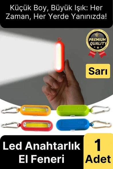 Premium Taşınabilir Kamp Okul Güçlü Işık Aydınlatma 3 Modlu Pilli Sarı Mini Led Anahtarlık El Feneri ürün görseli 1