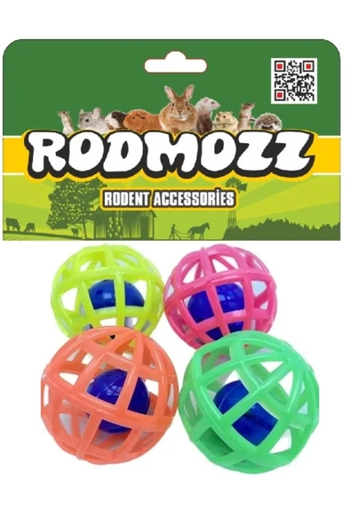 RodMozz Kemirgenler İçin Plastik Zilli Oyun Topu 4 Adet ürün görseli 1