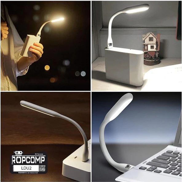 Ropcomp USB LED Işık Esnek Okuma ve Klavye Lambası (Beyaz) - Resim 5