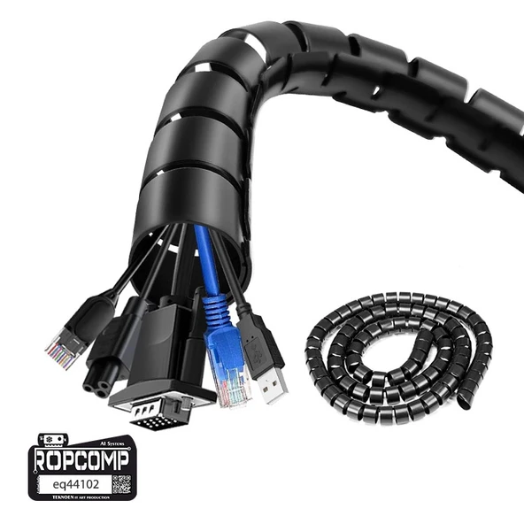 Ropcomp Spiral Kablo Kanalı Kablo Düzenleyici Toplayıcı Tutucu 1.5M 28mm (Siyah) ürün görseli 1