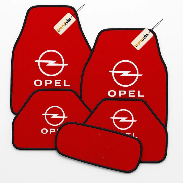 Kırmızı Renk Opel Logolu Oto Halı Paspas Seti 5’li Kaymaz Tabanlı, Yıkanabilir, Dayanıklı Araç İçi Zemin Koruma Takımı ürün görseli 1