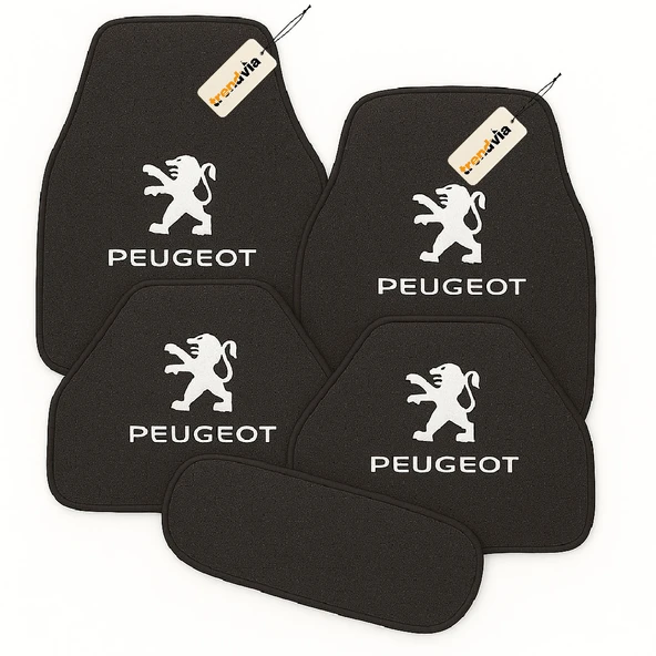 Antrasit Renk Peugeot Araçlar İçin 5 Parça Halı Oto Paspas  Kaymaz ve Dayanıklı Zemin Koruma Seti ürün görseli 1
