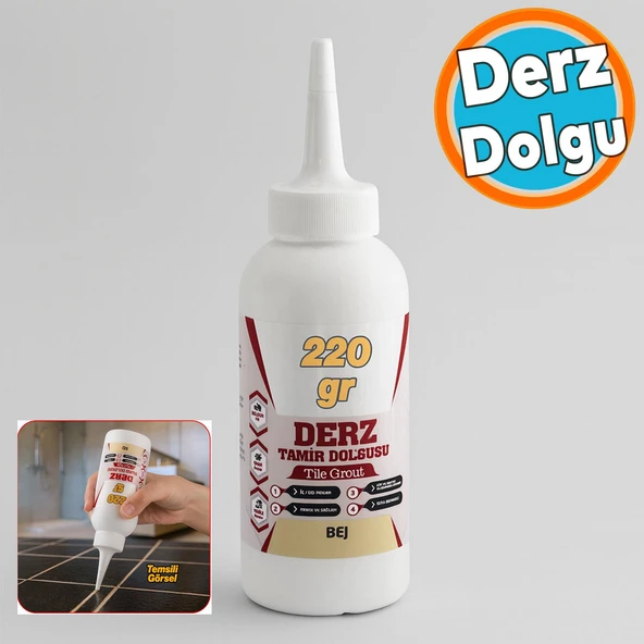 Hazır Derz Dolgu Fayans Seramik Mermer Yer Duvar için Tamir Derz Yenileme Dolgusu 220 Gr Bej Renk ürün görseli 1
