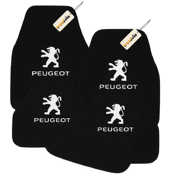 Siyah Renk Peugeot Araçlar İçin 5 Parça Halı Oto Paspas  Kaymaz ve Dayanıklı Zemin Koruma Seti ürün görseli 1