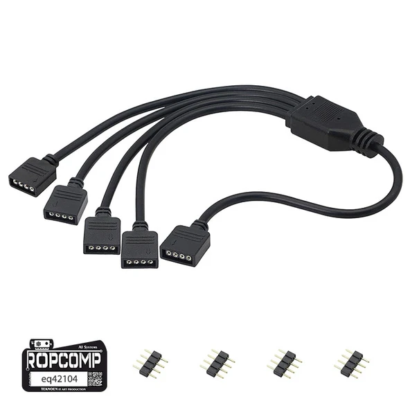 Ropcomp PC Kasa ve LED Aydınlatma için 4 Çıkışlı 4-Pin RGB Splitter ürün görseli 1