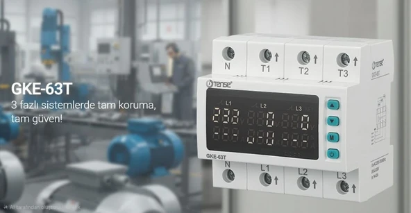 Tense GKE-63T Trifaze Gerilim ve Akım Koruma Rölesi (63A) ürün görseli 1