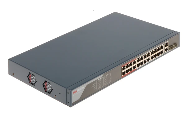 Hikvision DS-3E1326P-EI 24 Port PoE 2 Port Uplink 2 Port SFP Yönetilebilir 370W PoE Switch ürün görseli 1