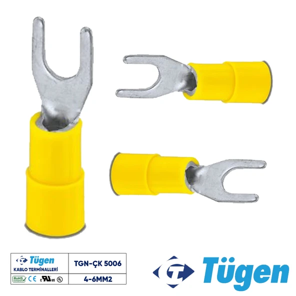 Tügen 4-6mm2 M5 Çatal Kablo Ucu ( 1 Kutu 100 Adet ) ürün görseli 1
