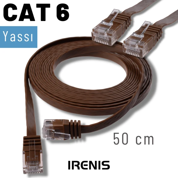 IRENIS 50 cm CAT6 Kablo Yassı Ethernet Network Lan Ağ İnternet Kablosu ürün görseli 1