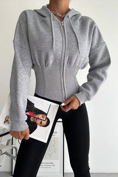 Kadın Siyah Fermuarlı Hoodie SWEAT – Minimal Sokak Ruhuyla ürün görseli 1